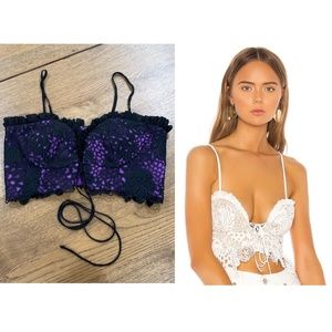 NEW NBD Minxi Top Purple Black Lace 0097